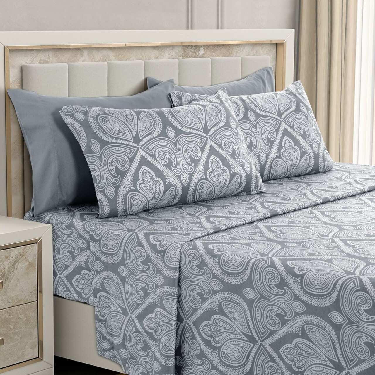 Paisley Printed - Deep Pocket Premier Microfiber 6 Piece Bed Sheet Set